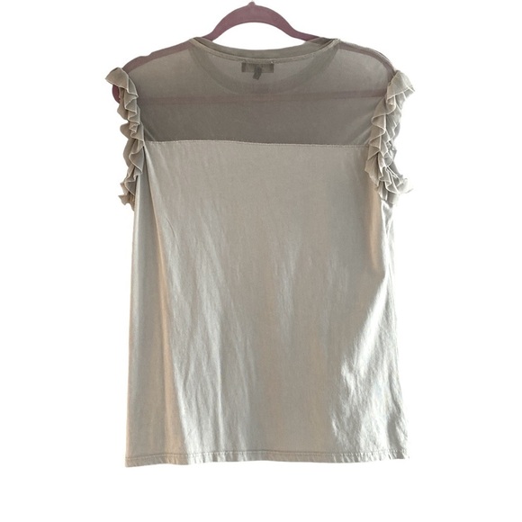 Trame light gray Womens Ruffle Sleeve T Shirt  Gorgeous ruffled sleeves. Large - Picture 2 of 10